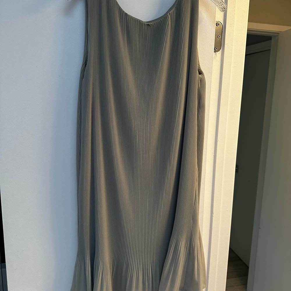 Light Gray Pleated, Flowy Dress
